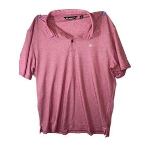 TRAVIS MATHEWS Size Large Men's the Zinna Performance Heather Cardinal Polo